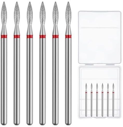Difenni Cuticle Drill Bit,Nail Drill Bits Flame Cuticle Clean Drill Bit for 3/32''Electric Nail File Machine Cuticle Bit Nail Prep Tool (Red, Flame)