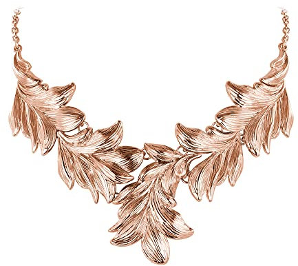 Ever Faith Rose Gold Chunky Necklace for Women, Vintage Boho Metallic Custume Statement Bib Necklace for Cocktail Prom Party