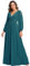 Ever-Pretty Damen Stilvolle Chiffon V-Ausschnitt Applique Plus Size Abendkleider mit Langen Laternenärmeln Blau-Grün 40