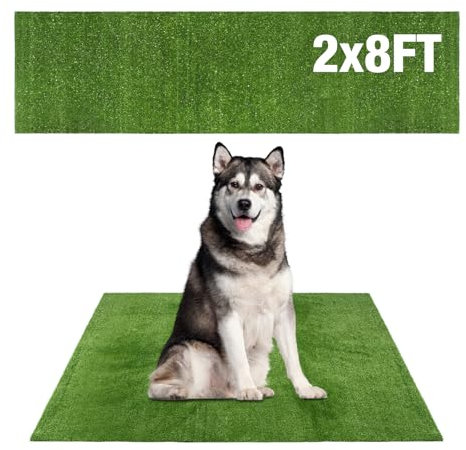 GLOBREEN Großes Hundegras-Urinierpad, 60 x 2,4 m, Kunstrasen, Welpen, Töpfchentraining, Indoor-Outdoor, Haustiere, Rasen, Balkon, Terrasse, Hof, GLB-PP8MM-2X8