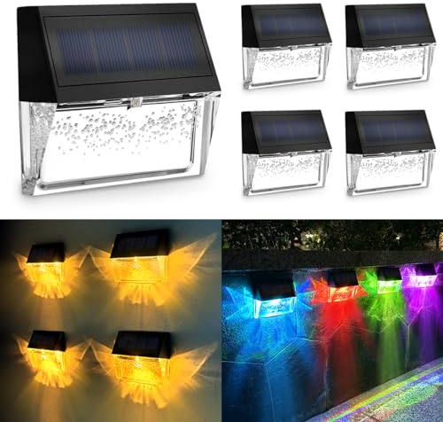 YOFIG Solarlampen für Außen, Wasserdichte Solarleuchten Garten Deko, Gartendeko 4 Stück Led Solar Gartenleuchten für Terrasse und Stufen, Solarleuchte mit 2 Modi-Warmweiß/Farbwechselnde