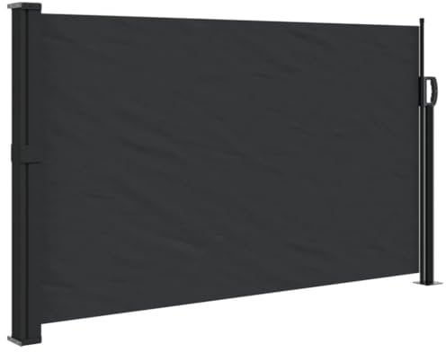 vidaXL Toldo Lateral Retráctil, Pantalla de Privacidad, Toldo Resistente al Agua Rayos UV, Sombrilla para Jardín Patio Balcón, Negro