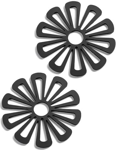 Silicone Trivets for Hot Pans,Heat Resistant Non Slip,Kitchen Worktop Tool(Black 2Pcs)