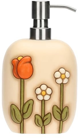 THUN, Dosa Sapone In Ceramica, Collezione Happy Country, Ideale per Bagno e Cucina, Accessori per Casa, 10,8 x 9,3 x 14,2 cm