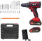 Cordless Drill Driver, 21V Electric Drill Screwdriver Kit with 25+1 Torque, 2 Speed with 2 Batteries 2.0Ah, LED Light Cordless Combi for Home and Garden DIY Project (Red)