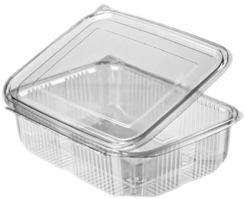 MyPapp 100 Stk. Klappboxen Rechteckbecher mit Deckel - Feinkostbecher Mealprep Box Behälter Container Einwegschale (PET) (750, Milliliter)