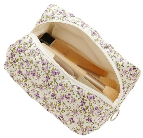 ZEPIQOR Kosmetiktasche Kulturtasche Make Up Tasche Reise Waschtasche Cord Make Up Organizer Waschbeutel Klein Kulturbeutel Schminktasche Multifunktionaler Kosmetikbeutel Set Für Damen Mädchen Lila