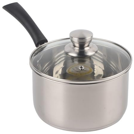 Stainless Steel Saucepan, Milk Pot with Lid Small Sauce Pan 18cm Soup Pot Single Handle Cooking Pot for Warming Cooking Boiling Milk Spaghetti Soup Home Kitchen Restaurant