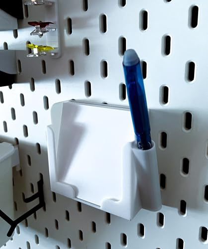 JL House Scatola per appunti IKEA SKÅDIS – 90 x 90 x 30 mm – Bianco – con tubo portapenne | Organizer per & penna | Compatibile con parete forata IKEA Skadis