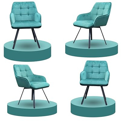 IE INTERIOR EMPORIUM Luxury Velvet Swivel Dining Chairs – Set of 2/4 with Padded Velvet Seat and Rotatable Metal Leg – Perfect for Kitchen, Living Room, and Small Bedroom (2, Green)