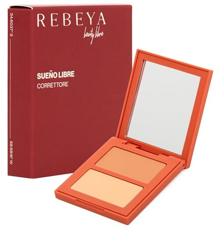 REBEYA SUEÑO LIBRE - Correttore 02 Medio Compatto e Opaco con Doppia Tonalità per Correggere Imperfezioni, Discromie e Rossori, Formula Leggera Anti-Lucido a Lunga Durata - Made in Italy