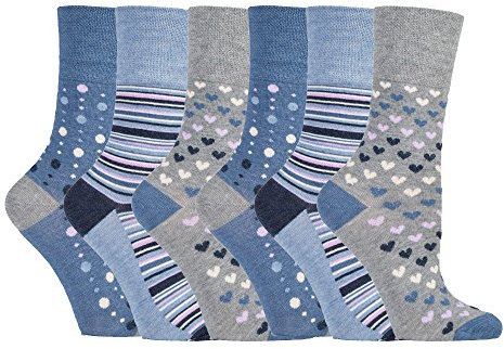 Gentle Grip Sock Shop 6 Pairs Ladies Loose Soft Top Non Elastic Bamboo Socks (4-8 UK, SOLRM35)