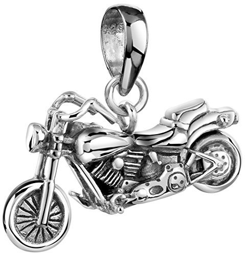 Kuzzoi Silberner Motorrad Big Bike Anhänger für Ketten massivem 925er Sterling Silber für Halsketten, 361368-000