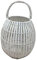 King Home L1766339 Laterne Bambus mit Glas, Weiß