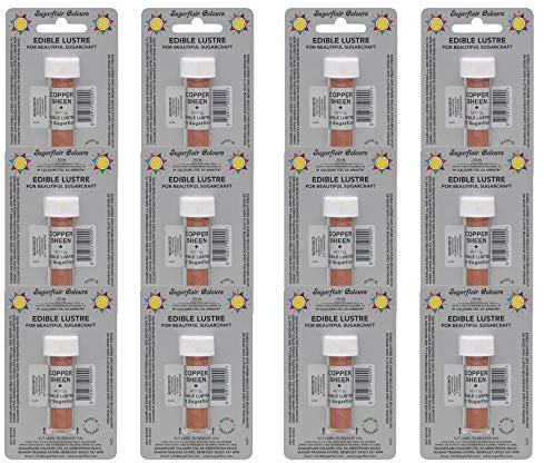 12 x Sugarflair Edible Copper Sheen Lustre Dust Powder Food Colour Cake Icing