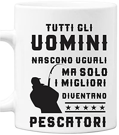 bubbleshirt Tazza Mestieri - tutti gli uomini nascono uguali ma sono i migliori diventano pescatori - idea regalo compleanno Mug in ceramica 11oz