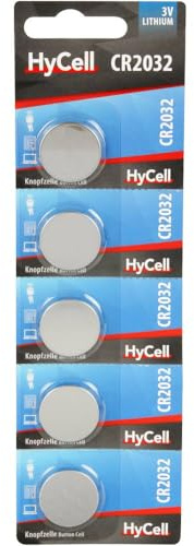 HyCell 5X Lithium Knopfzelle CR2032 3V - Knopfbatterien mit erstklassiger Qualität und Langer Haltbarkeit für Fernbedienung, Uhr, Autoschlüssel, Waage und vieles mehr, Coin Cell Ersatzbatterie