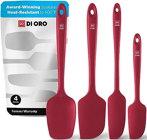 DI ORO® - Lot de spatules en silicone - Cuillère et spatules maryses silicones résistantes à 315 ºC - Design sans coutures - Silicone professionnel antiadhésif avec âme en acier inoxydable