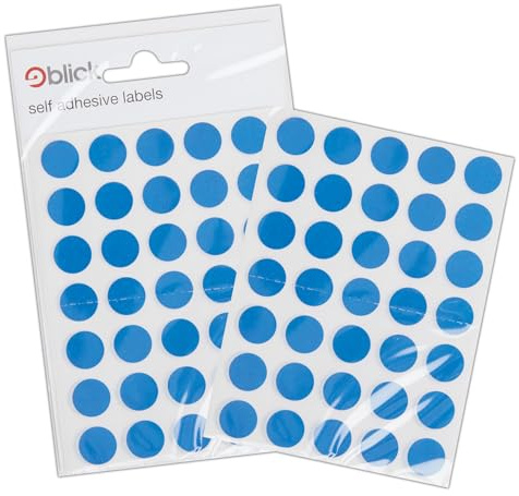 Blick Labels, Blue, Self Adhesive Stickers, Coloured Dot, Circles, 13mm, 140 Labels, for Home, Office, Family, School, Holiday Calendar Organising, Planner, Rewards Chart, Colour Coding
