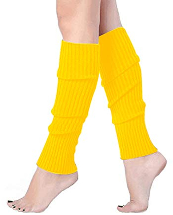 Taigood Damen Beinwärmer Stulpen Legwarmers gestrickte Strümpfe 80er Jahre 1980er Jahre Gelb One size