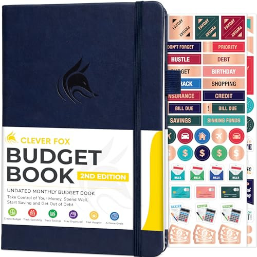 Clever Fox Budget Book 2.0,Finanzplaner Organizer & Ausgaben-Tracker Notizbuch,Geldplaner für monatliche Budgeting und persönliche Finanzen, kompakte Größe (13.5 cmx19.6 cm),Dunkelblau