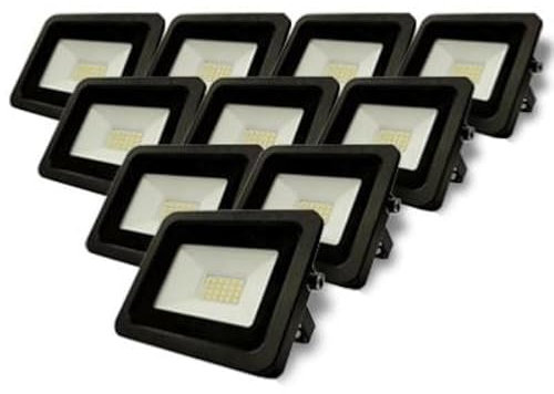 Projecteur LED Extérieur 20W IP65 Noir (Pack de 10) - Blanc Neutre 4000K - 5500K - SILAMP