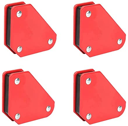 4 Piezas Imán de Soldadura, Soportes de Soldadura Magnética, Accesorios de Soldadura Ángulo, para Soldar Fijo (Rojo)