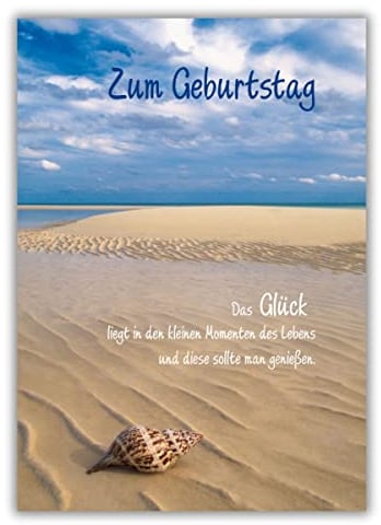 bsb A4 Geburtstagskarte Frau & Mann - Karte Geburtstag mit Sandstrand-Motiv - liebevolle Karten zum Geburtstag Frau - kunstvolle Geburtstagskarte Mann - Geschenkkarte in 21 x 29,7 cm
