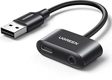 UGREEN USB to 3.5mm Jack Audio Adapter Type C Headphone Earphone to USB DAC Converter External Sound Card Aux Stereo Audio Mic Compatible with PS4 PS5 Raspberry Pi Laptop PC Mac Windows Linux Headset