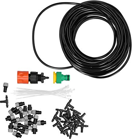 Sistema de enfriamiento por nebulización - 15 m 8/12 Manguera G1/2 G3/4 Conector rápido de unión de pezón 2 en 1 Kit de sistema de microirrigación Juego de boquillas de riego para jardín al aire libre