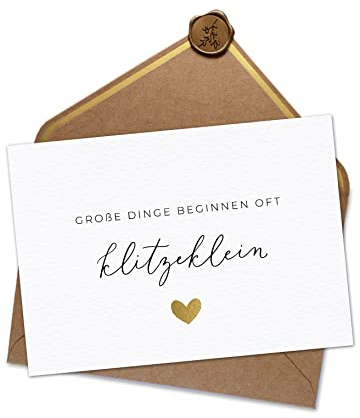 Joli Coon Schwangerschaft verkünden - Große Dinge beginnen oft klitzeklein - A6 mit Naturkuvert und Wachssiegel