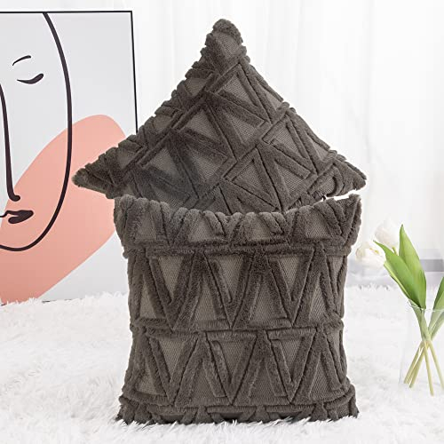 Madizz 2er Set Sanft Plüsch Kurze Wolle Samt Dekorativ Zierkissenbezüge Luxus Stil Kissenbezug für Sofa für Schlafzimmer Taupe 30x30 cm Quadrat