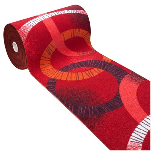 emmevi FAKIRO Tapis de cuisine moderne, antidérapant, pour maison, entrée lavable, modèle 25, 50 x 115 cm, rouge