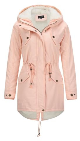 YYNUDA Manteau Femme d'hiver Chaud Parka Mi-longue Veste d'hiver Blouson à Capuche épais Fourrure Blouson avec Capuche Grande Taille Rose XXL