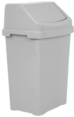 M1SS 50L Litre Plastic Swing Bin Waste Recycle Dustbins Kitchen, Bathroom Rubbish Trash Refused Bins (Soft Grey, 50L)