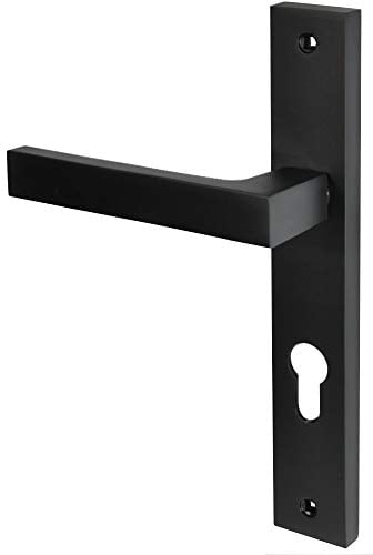 Hardware Store Türgriff Türbeschlag Set Drückergarnitur BB PZ WC Schwarz Matt Langschildgarnitur für Innentüren Zimmertüren Türklinke (L 92 PZ Profilzylinder)
