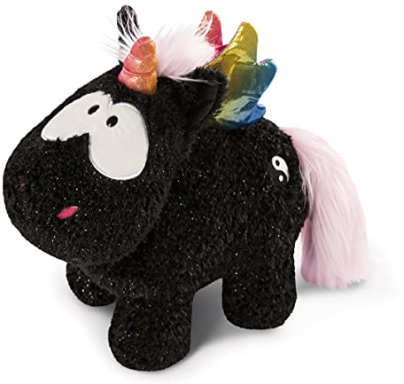 NICI Kuscheltier Rainbow Yin 22 cm – Einhorn Plüschtier für Mädchen, Jungen & Babys Flauschiges Stofftier zum Kuscheln Spielen Kuscheliges Schmusetier, 48418, Schwarz