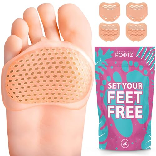 4x Cuscinetti metatarsali per donna e uomo. Cuscinetti per piedi in gel silicone morbido, trova sollievo da dolori, dai tacchi alti e scarpe da lavoro