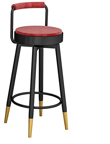 Hochstühle für Küchenbar, Barhocker aus Metall mit Rückenlehne, Barhocker in Thekenhöhe, ergonomisch gepolsterter Stuhl, Kücheninsel, Wohnzimmer, Esszimmer (Rot und Grün) (Farbe: Rot) Comfortable