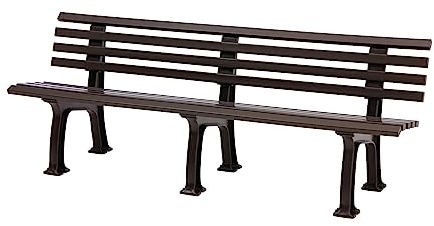 PROREGAL Gartenbank Antigua | 4-Sitzer | Braun | HxBxT 74x200x54cm | Witterungs- & UV-beständiger Kunststoff | Parkbank Sitzbank Außenbereich Garten Balkon Terrasse