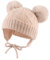 XIAOHAWANG Baby Mädchen Mütze Jungen Babymütze Winter Strickmütze Kindermütze Warme Wintermütze Mit Bommel(6-24 Monate, Beige)