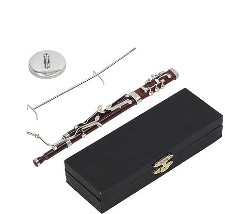 Ornamente für Musikinstrumente Miniatur-Fagott-Replik Mit Ständer Und Koffer, Mini-Musikinstrumenten-Modell, Heimdekoration