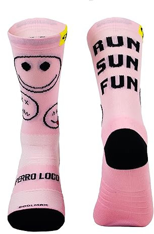 PERRO LOCO CLOTHES RUN SUN FUN Chaussettes de Course Ultra Fine en Été. (FR/ES, Numérique, 46, 48, Taille normale, Taille normale, Rose)