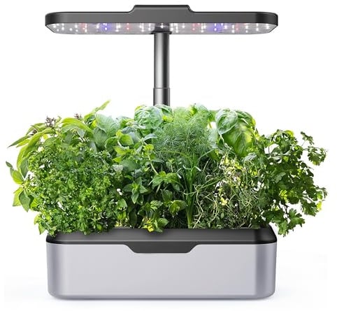 HomeGuru Hydroponische Anzuchtsysteme Pflanzkübel, 12 Hülsen Smart Indoor Garden mit LED-Pflanzenlampe Hydroponisches Anbausystem, Automatisch Kräutergarten Kit Hydrokultursystem 30cm höhenverstellbar