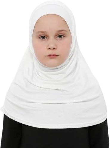 Prien Hijab Für Kinder, Türkisch Kopftuch Mädchen, Muslim Damen Schal, Viszid Tuch, Islam Kopftücher, Muslimische Frauen Khimar Abaya, Easy Kleidung, Tesettür Giyim (Ecru)