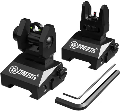 Glasfaser-Visier, aufklappbar, vorne und hinten, mit roten und grünen Punkten, faltbare Visiere für Picatinny-Schiene und Weaver-Schienen-Ersatzvisier-Set