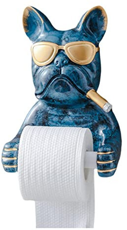 Porte-papier toilette en forme de chien pour décoration de salle de bain - Bleu