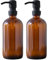 VAKOWOO 2 Pack Amber Glass Soap Dispenser with Stainless Steel Pump, 500ml Refillable Hand & Dish Soap Dispenser for Bathroom, Kitchen, Laundry Room