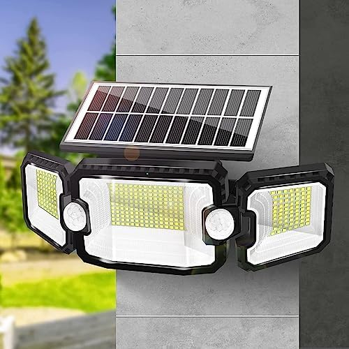 YTKIH Heller Solarlampen für Außen mit Dual Bewegungsmelder, 305 LEDs Bewegungsmelder Licht Flood Light Outdoor, IP65 Wasserdicht Flutlicht für Garage, Garten
