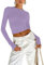 OYIGELZ Long Sleeve Tops Women's Basic T-Shirt Long Sleeves Crop Top Y2K Slim Fit Casual Round Neck Tee Shirt Streetwear(Purple-b,XL)